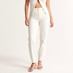 Abercrombie & Fitch Curve Love High Rise Mom Jean Cream Size 34 Regular